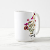 Elegante Boho Floral Wildflower Aangepaste naam Koffiemok (Voorkant rechts)