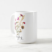 Elegante Boho Floral Wildflower Aangepaste naam Koffiemok (Voorkant links)