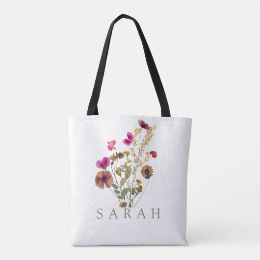 Elegante Boho Floral Wildflower Canvas tas (Achterkant)