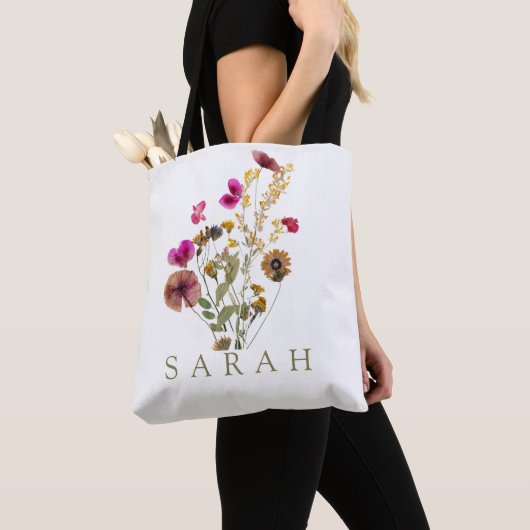 Elegante Boho Floral Wildflower Canvas tas (Dichtbij)