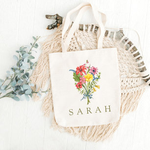 Elegante Boho Floral Wildflower Canvas tas