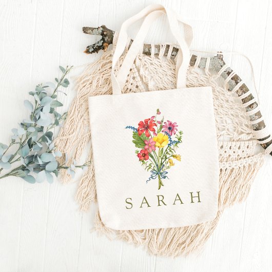 Elegante Boho Floral Wildflower Canvas tas