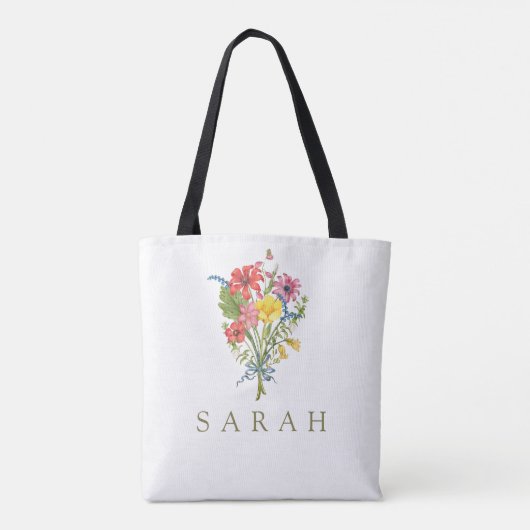 Elegante Boho Floral Wildflower Canvas tas (Achterkant)