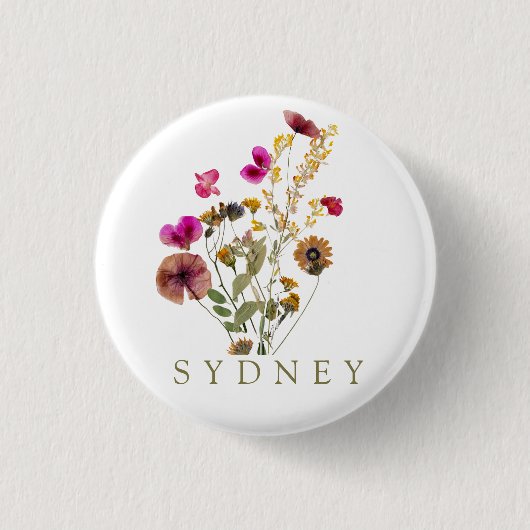 Elegante Boho Floral Wildflower Ronde Button 3,2 Cm (Voorkant)