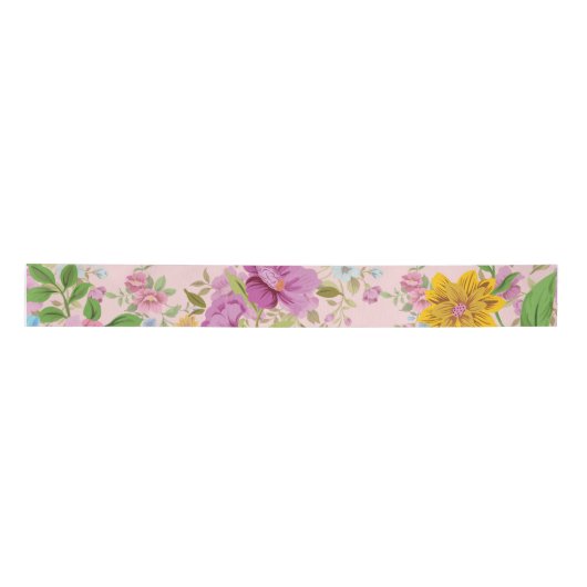 Elegante Boho Floral Wildflower Satijnen Lint (Voorkant)