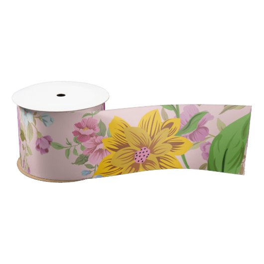 Elegante Boho Floral Wildflower Satijnen Lint (Spoel)