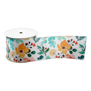 Elegante Boho Floral Wildflower Satijnen Lint