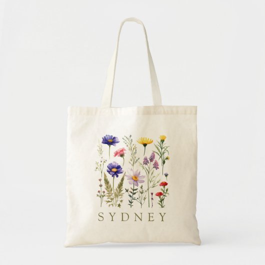 Elegante Boho Floral Wildflower Tote Bag (Voorkant)