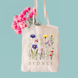 Elegante Boho Floral Wildflower Tote Bag