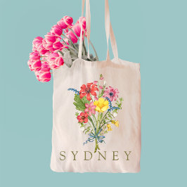 Elegante Boho Floral Wildflower Tote Bag