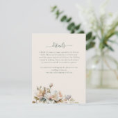 Elegante Boho  Floral Wildflower Wedding Informatiekaartje (Staand voorkant)