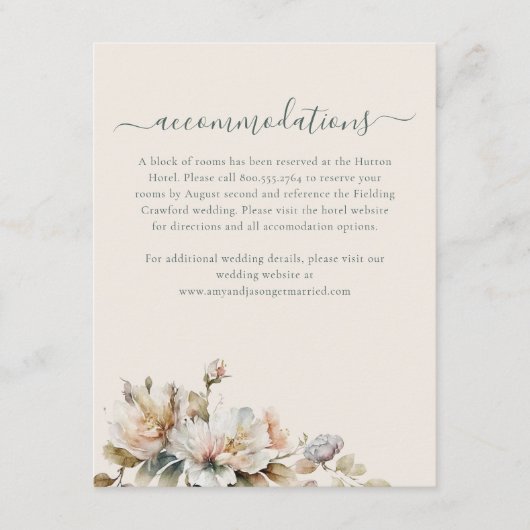 Elegante Boho  Floral Wildflower Wedding Informatiekaartje (Voorkant)