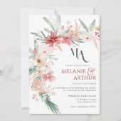 Elegante Boho Floral Winter Wedding QR-code Kaart (Voorkant)