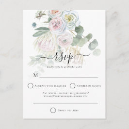 Elegante Boho Florals Eucalyptus Bruiloft RSVP Briefkaart