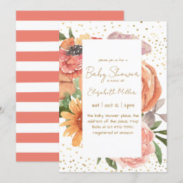 Elegante Boho Flower Baby in bloei Baby shower Kaart
