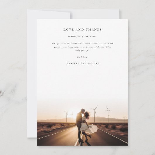 Elegante Boho foto bruiloft dank je kaart (Achterkant)