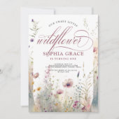 Elegante Boho foto Wildflower 1e verjaardag Kaart (Voorkant)