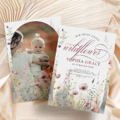 Elegante Boho foto Wildflower 1e verjaardag Kaart