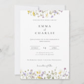 Elegante Boho Garden Wildflowers bruiloft uitnodig Kaart (Voorkant)