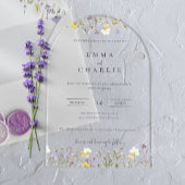 Elegante Boho Garden Wildflowers Wedding Acryl Uitnodigingen