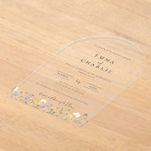 Elegante Boho Garden Wildflowers Wedding Acryl Uitnodigingen (Laagn)