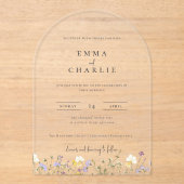 Elegante Boho Garden Wildflowers Wedding Acryl Uitnodigingen (Voorkant)