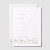 Elegante Boho Garden Wildflowers Wedding Vellum Uitnodigingen (Offset)