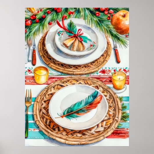 Elegante Boho-geïnspireerde kerstvakantie inrichti Poster (Voorkant)