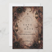 Elegante Boho Goth Huwelijk Save The Date (Voorkant)