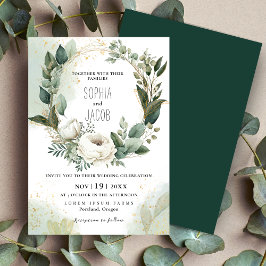 Elegante Boho Goud Groen Eucalyptus Winter Kaart