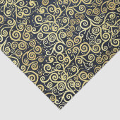 Elegante Boho Gouden Bloei Oude Navyblauw Tissuepapier (Detail)