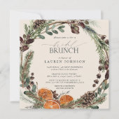 Elegante Boho Greenery Citrus Herfst Bruids Brunch Kaart (Voorkant)