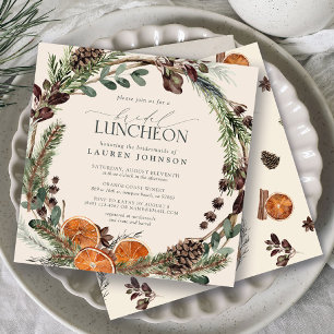 Elegante Boho Greenery Citrus Herfst Bruids Lunche Kaart