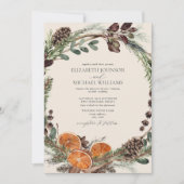 Elegante Boho Greenery Citrus Winter Wedding Kaart (Voorkant)