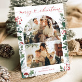 Elegante Boho Greenery Multi Foto Kerstmis Kaart