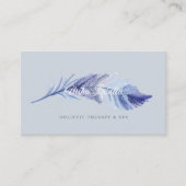 Elegante Boho Grey & Dusty Blue Waterverf Feather Visitekaartje (Voorkant)