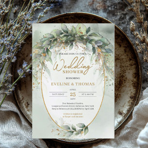 Elegante boho groen en goud Trouwdouche Kaart