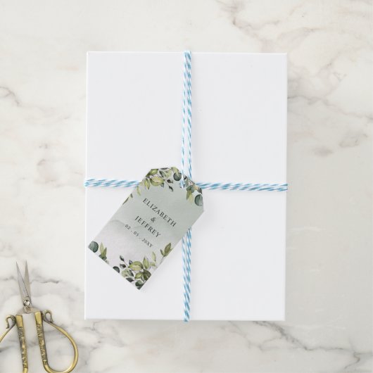 Elegante Boho groen eucalyptus bruiloft Cadeaulabel (Met Touw)