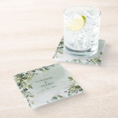 Elegante Boho groen eucalyptus bruiloft Glazen Onderzetter (Schuin)