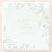 Elegante Boho groen eucalyptus bruiloft Glazen Onderzetter (Achterkant)