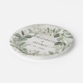 Elegante Boho groen eucalyptus bruiloft Papieren Bordje (Gekanteld)