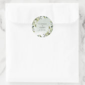 Elegante Boho groen eucalyptus bruiloft Ronde Sticker (Tas)