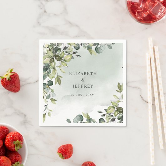 Elegante Boho groen eucalyptus bruiloft Servet (Insitu)