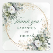 Elegante Boho Groene Favor Doos Gouden Stickers (Voorkant)