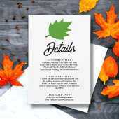 Elegante Boho groene herfst bladeren herfst bruilo Informatiekaartje