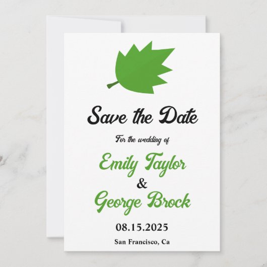 Elegante Boho groene herfst bladeren herfst bruilo Save The Date (Voorkant)