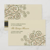 Elegante Boho Groene Spiraal Trouwreceptiekaart Informatiekaartje (Voorkant / Achterkant)