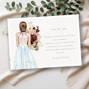 Elegante Boho Hemelblauwe Trouwjurk Bruidsbeur Bedankkaart
