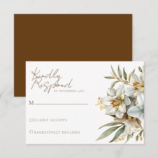 Elegante Boho Herfst Bloemen bruiloft RSVP Kaarten (Voorkant / Achterkant)