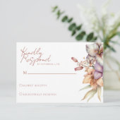 Elegante Boho Herfst Bloemen bruiloft RSVP Kaarten Kaartje (Staand voorkant)